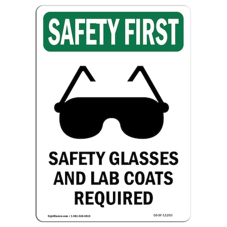 Signmission OSHA Sign, Glasses And W/ Symbol, 10in X 7in Aluminum, 7" W, 10" H, Portrait, OS-SF-A-710-V-11293 OS-SF-A-710-V-11293